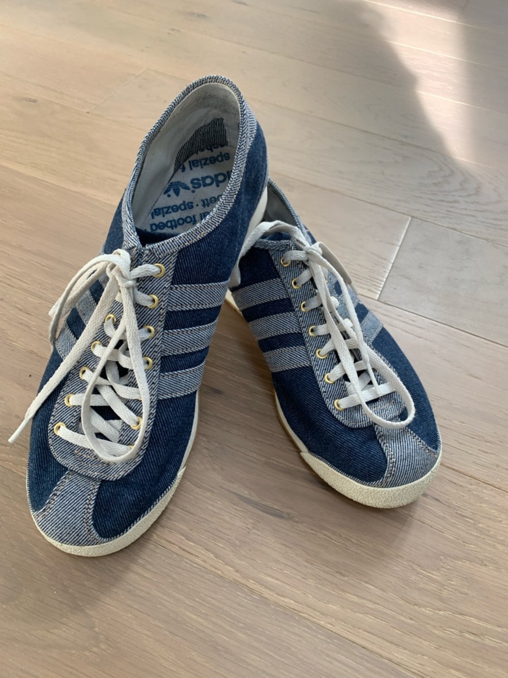 adidas Denim Italia Low-Top Sneakers in Dark Blue and Cream